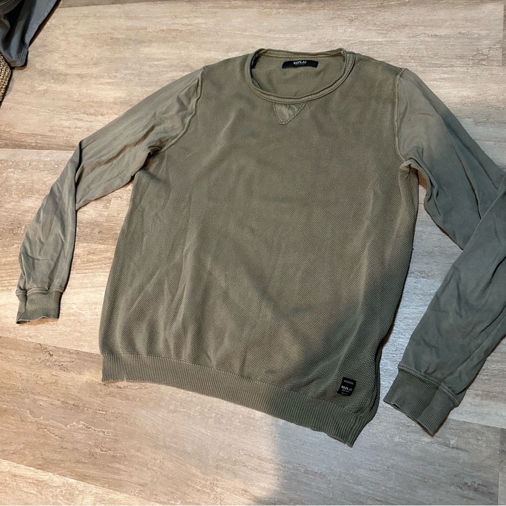 Replay Olive Green Crewneck Crewneck Sweater for Men